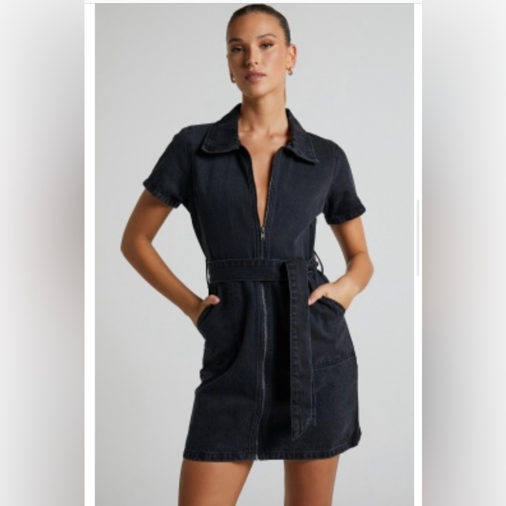 Showpo black denim dress